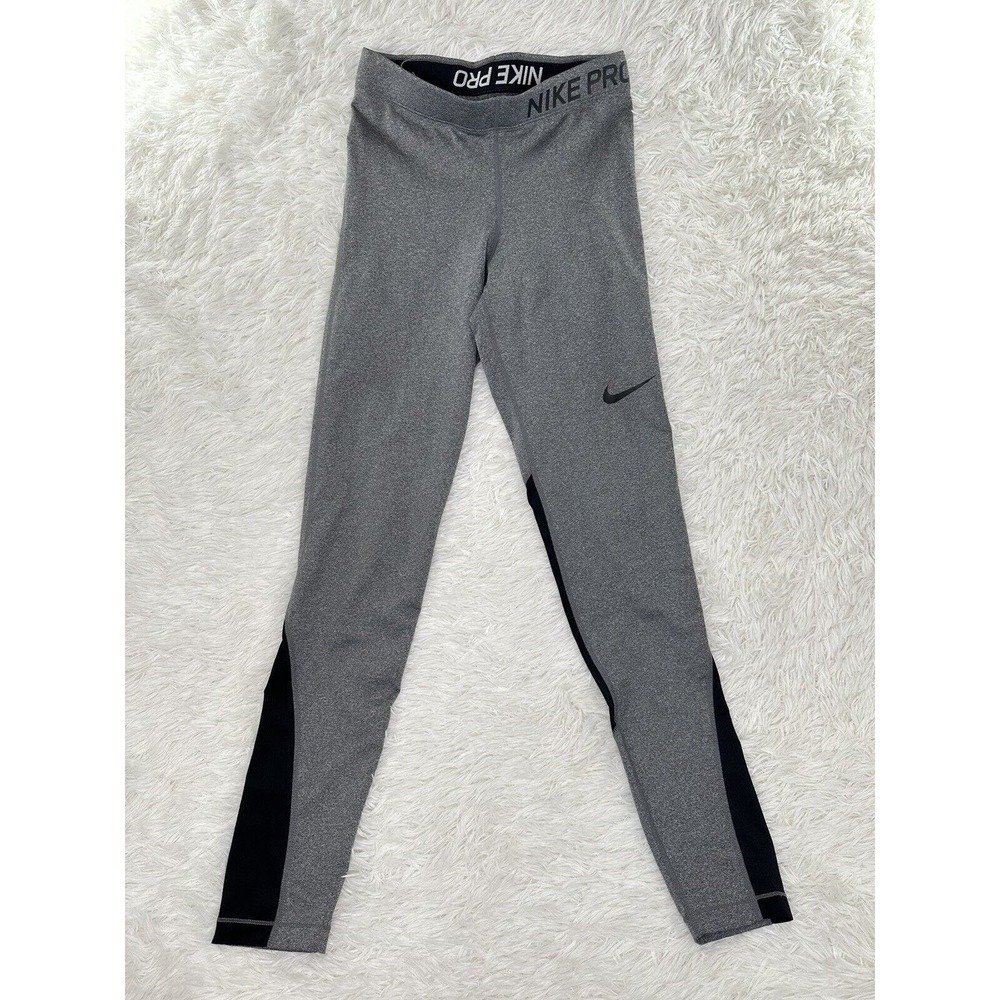 Nike Pro Women’s Dri-Fit Active Leggings Gray/Black Stretch Workout Pants Size S